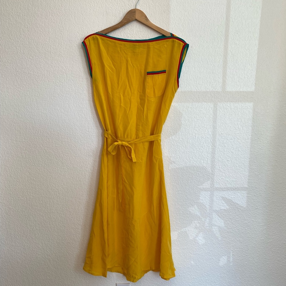 Vintage Diane Von Furstenberg Yellow Silk Midi Dress